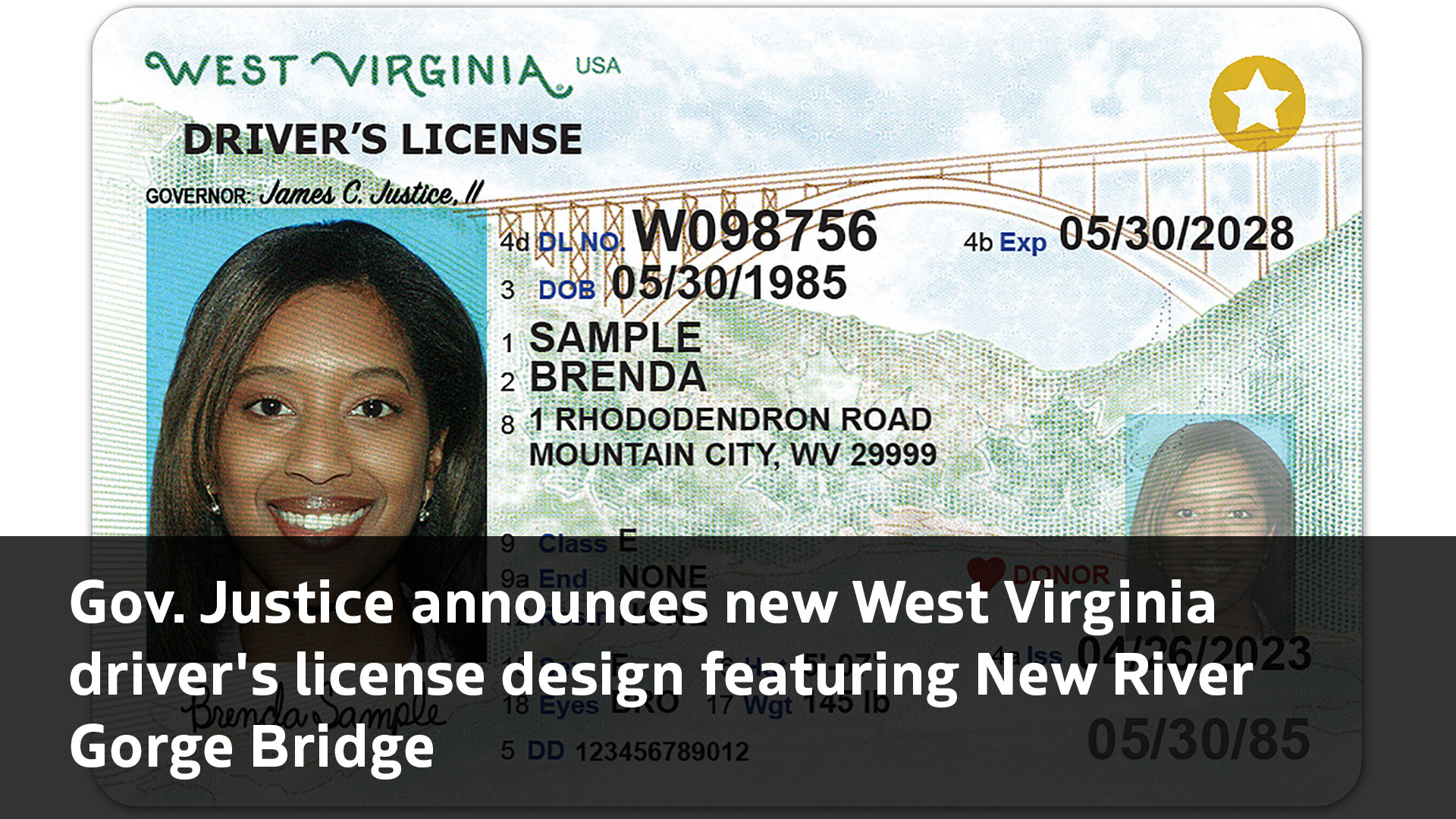 Gov Justice Announces New West Virginia Drivers License Design